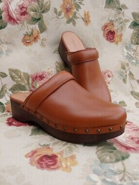 Madewell The Cecily Clog in Oiled Tan Leather Women's size 7